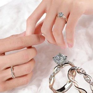 2pc 18K Rose Gold Plated Diamond Ring Set